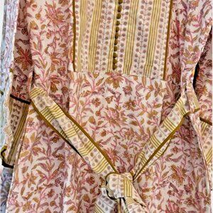 Brand new Sue Sartor tuckernuck white, cream and pink contrast print Dress